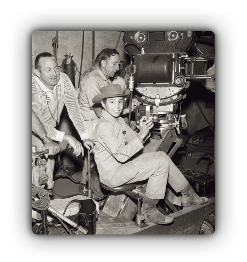 Johnny Crawford on the set of The Rifleman with the camera crew